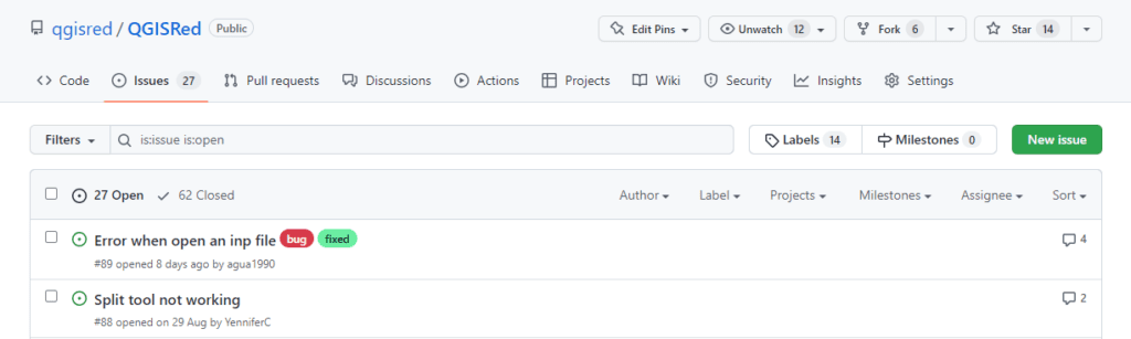 GitHub QGISRed Issues