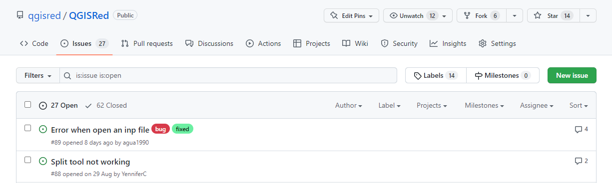 GitHub Issues QGISRed