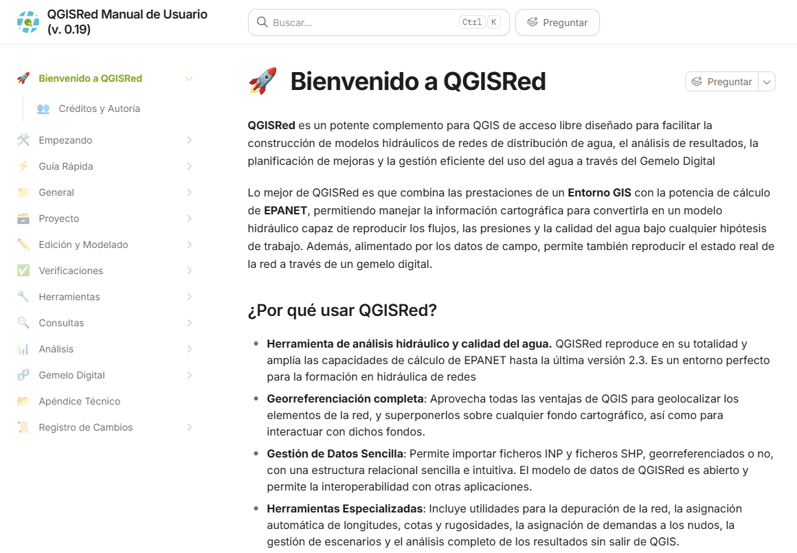 Manual de usuario de QGISRed en GitBook